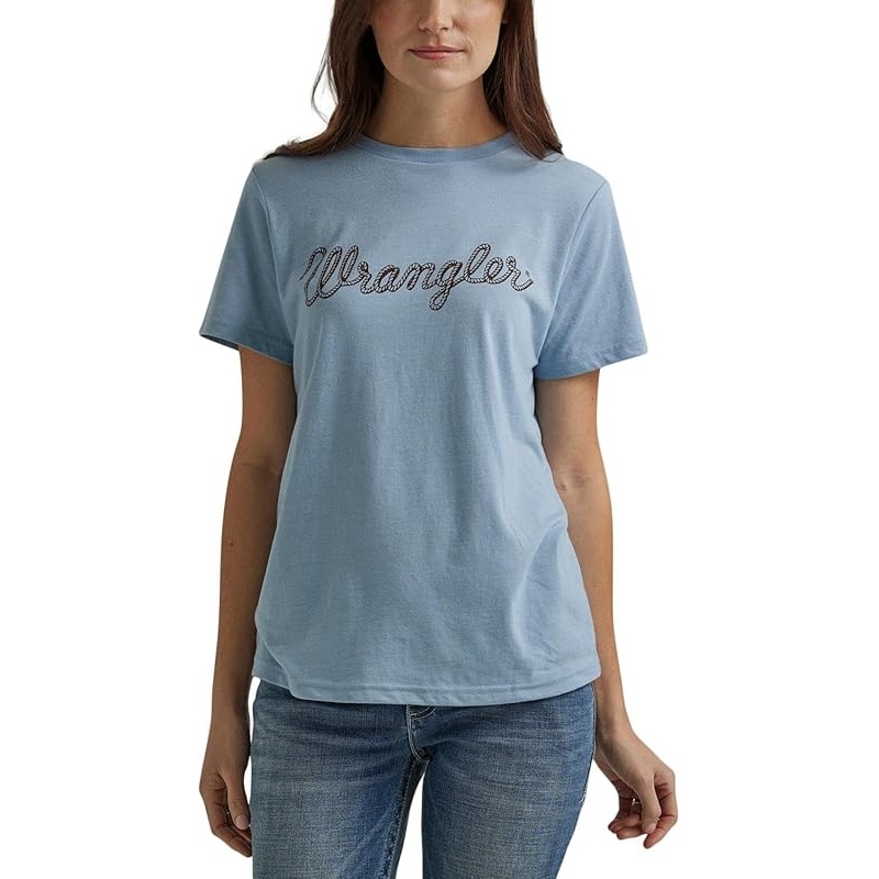 Wrangler Retro Women's Year-Round Short Sleeve Regular Fit T-Shirt - Ashley Blue Heather